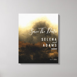 シック金ゴールド抽象芸術タイポグラフィ保存日付 キャンバスプリント