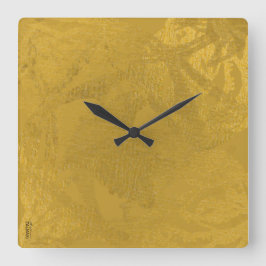 シック金ゴールド抽象芸術フローラ スクエア壁時計