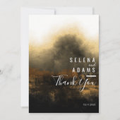 シック金ゴールド抽象芸術結婚タイポグラフィ サンキューカード (正面)