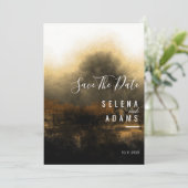 シック金ゴールド抽象芸術結婚タイポグラフィ セーブザデート (スタンド正面)