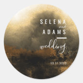 シック金ゴールド抽象芸術結婚タイポグラフィ ラウンドシール (正面)
