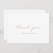 シック金ゴールド書道シンプルエレガントな結婚式 サンキューカード (正面/裏面)