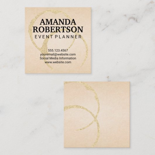 シック金ゴールド染色 スクエア名刺 (正面/裏面)