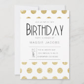 シック金ゴールド水玉模様バースデーパーティー 招待状 (正面)