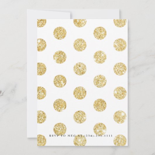 シック金ゴールド水玉模様バースデーパーティー 招待状 (裏面)