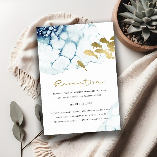 シック金ゴールド海軍の水中魚婚披露宴 エンクロージャーカード