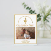 シック金ゴールド獣医学校写真卒業パーティー インビテーションポストカード (スタンド正面)