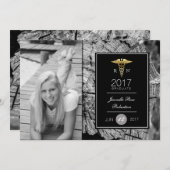 シック金ゴールド看護卒業パーティー |お知らせ 招待状 (正面/裏面)