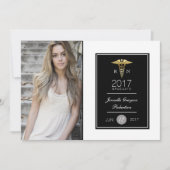 シック金ゴールド看護卒業パーティー |お知らせ 招待状 (正面)