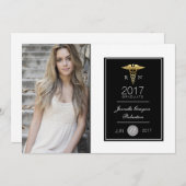 シック金ゴールド看護卒業パーティー |お知らせ 招待状 (正面/裏面)