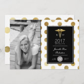 シック金ゴールド看護卒業パーティー |お知らせ 招待状 (正面/裏面)