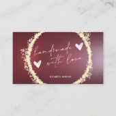 シック金ゴールド紙吹雪サークルハンドメイドブルゴーニュ 名刺 (正面)