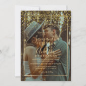 シック金ゴールド紙吹雪タイポグラフィ結婚写真 招待状 (正面)