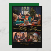 シック金ゴールド紙吹雪ホリデーカード | 3モダン – 写真 シーズンカード (正面/裏面)