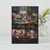 シック金ゴールド紙吹雪ホリデーカード | 3モダン – 写真 シーズンカード (スタンド正面)