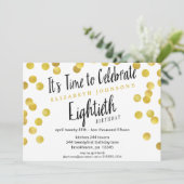 シック金ゴールド紙吹雪80歳誕生日パーティー招待状 招待状 (スタンド正面)