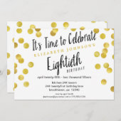 シック金ゴールド紙吹雪80歳誕生日パーティー招待状 招待状 (正面/裏面)