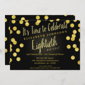 シック金ゴールド紙吹雪80thバースデーパーティー招待状 招待状 (正面/裏面)