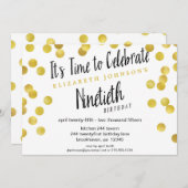 シック金ゴールド紙吹雪90thバースデーパーティー招待状 招待状 (正面/裏面)