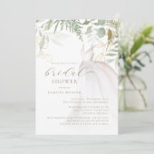 シック金ゴールド結婚グリーナリーズドレスブライダルシャワー 招待状 (スタンド正面)