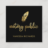 シック金ゴールド羽目公証人名モダンスクリプトQR スクエア名刺 (正面)