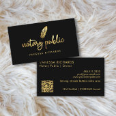 シック金ゴールド羽目公証人名モダンスクリプトQR 名刺