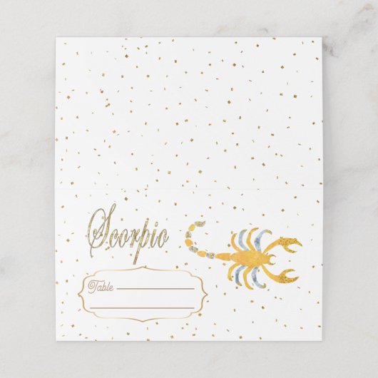 シック金ゴールド蠍座〔占星術の〕十二宮図誕生日 プレイスカード (外部開封)