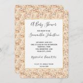 シック金ゴールド赤面ピンクヒョウ印刷ベビーシャワー 招待状 (正面/裏面)