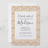 シック金ゴールド赤面ピンクヒョウ印刷誕生日 招待状 (正面)