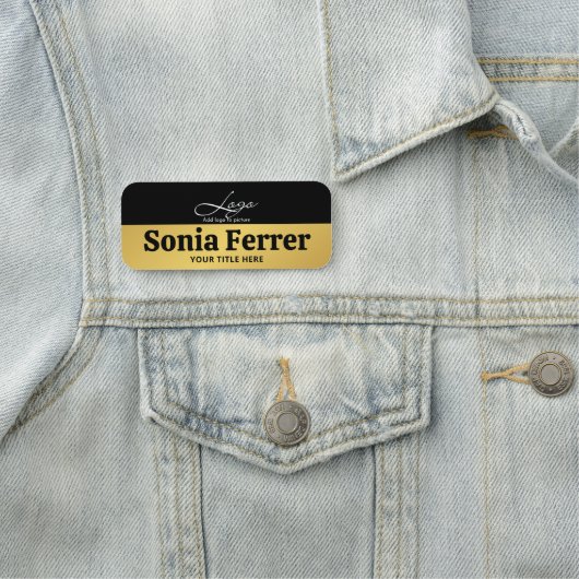 シック金ゴールド追加ロゴ企業のプロフェッショナル従業員 名札 (インサイチュ)