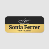 シック金ゴールド追加ロゴ企業のプロフェッショナル従業員 名札 (正面)