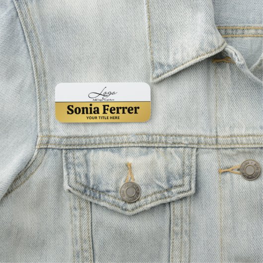 シック金ゴールド追加ロゴ企業のプロフェッショナル従業員 名札 (インサイチュ)