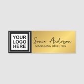 シック金ゴールド追加ロゴ企業のプロフェッショナル従業員 名札 (正面)