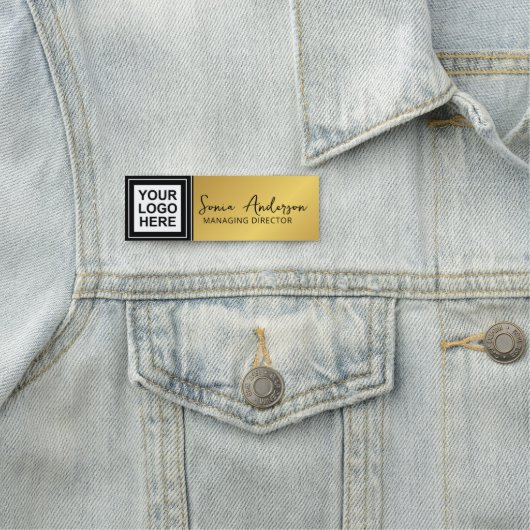 シック金ゴールド追加ロゴ企業のプロフェッショナル従業員 名札 (インサイチュ)