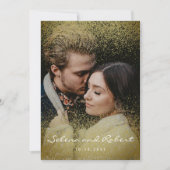 シック金ゴールド金ゴールドグリッターオーバーレイフォト結婚ズ 招待状 (正面)