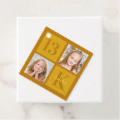 シック金ゴールド2フォトコラージュカスタム誕生日パーティー フェイバータグ (インサイチュ)