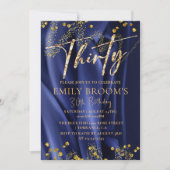 シック金ゴールド30thバースデーブルー王室の招待状 招待状 (正面)