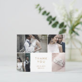 シック金ゴールド4写真テンプレートサンキューカード サンキューカード (スタンド正面)