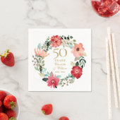 シック金ゴールド50周年結婚フローラガーランド スタンダードカクテルナプキン (インサイチュ)