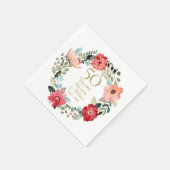 シック金ゴールド50周年結婚フローラガーランド スタンダードカクテルナプキン (角)