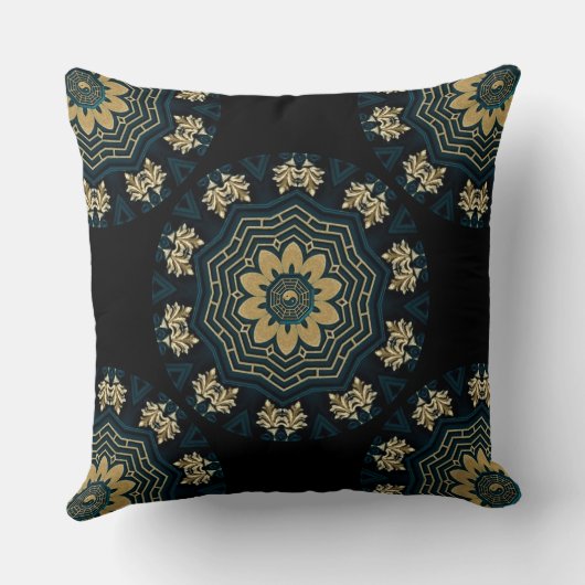 シック金ゴールド&グリーンアジアスタイル2 クッション (裏面)