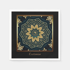 シック金ゴールド&グリーンアジアスタイル2 スタンダードカクテルナプキン