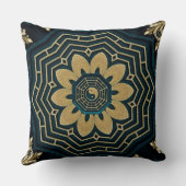 シック金ゴールド&グリーンアジアスタイル クッション (裏面)