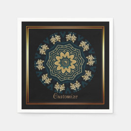 シック金ゴールド&グリーンアジアスタイル スタンダードカクテルナプキン