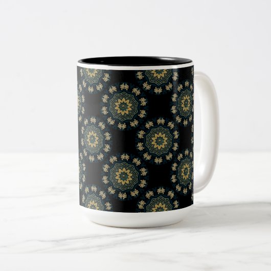 シック金ゴールド&グリーンアジアスタイル ツートーンマグカップ (正面右)