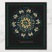 シック金ゴールド&グリーンアジアスタイル ワインラベル (シングルラベル)