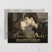 シック金ゴールド | セーブ・ザ・デート案内 案内ポストカード (正面/裏面)