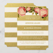 シック金ゴールド|バラ結婚式招待状 招待状 (正面/裏面)