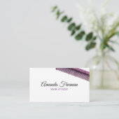 シック金ゴールド&パープルコーム美容師 名刺 (スタンド正面)