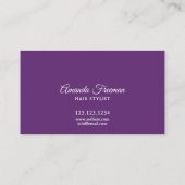 シック金ゴールド&パープルコーム美容師 名刺 (裏面)